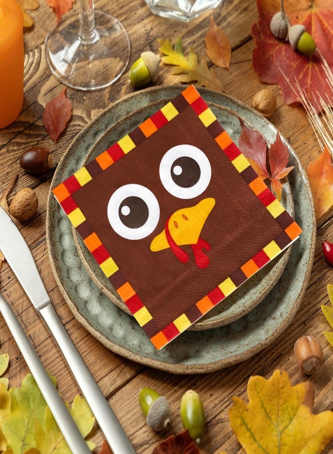 Whaline 80Pcs Thanksgiving Turkey Paper Napkins Funny Turkey Face Disposable Napkins Fall Autumn Luncheon Dinner Napkins for Holiday Birthday Table Decor Party Supplies - Image 4